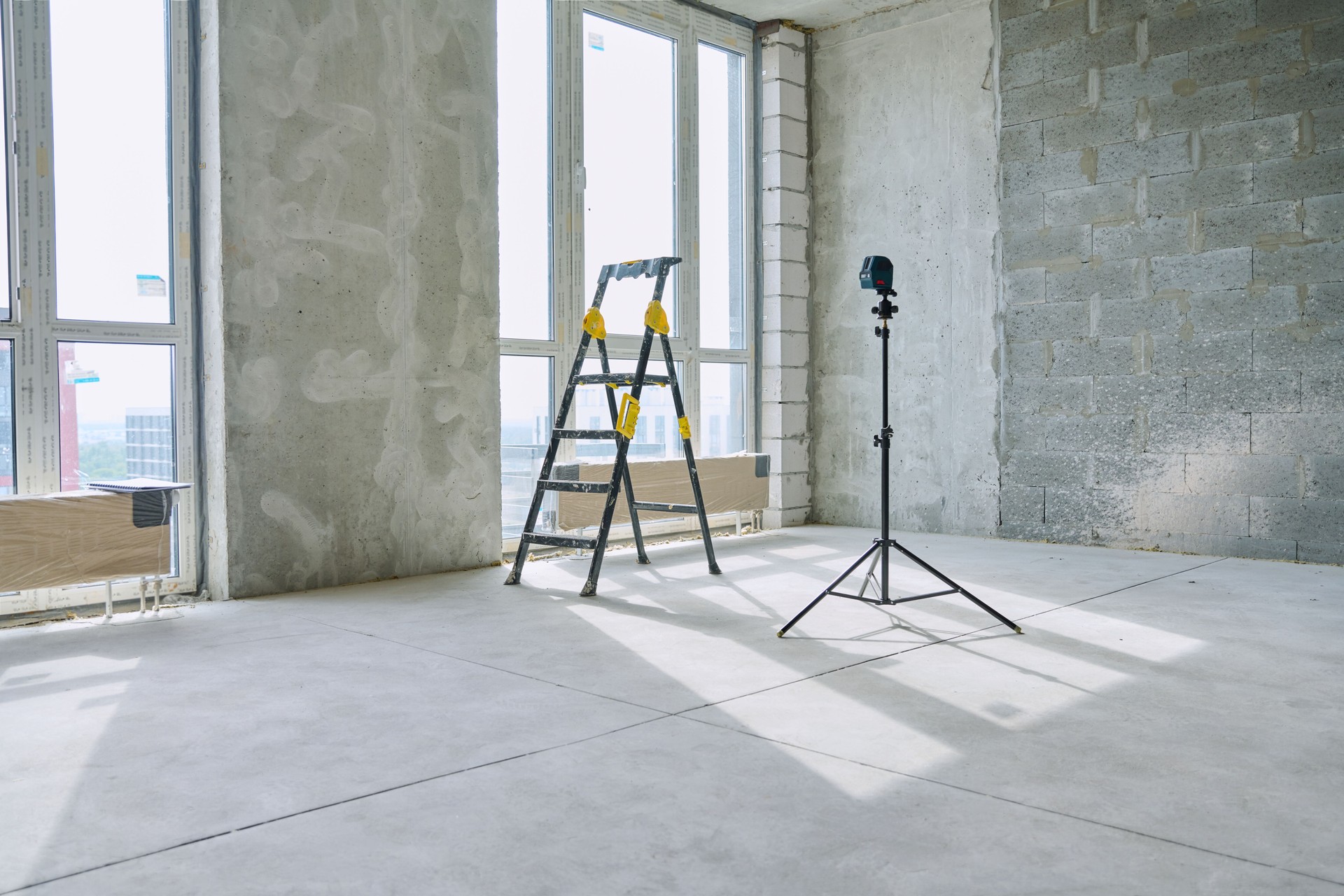 New room after builders, without decoration, nobody